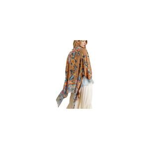 Umgee  Boutique Kimono Boho Art Deco M/L. Gold with blue and pink accents